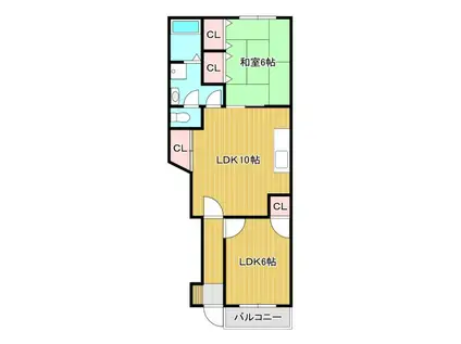 横見サウスハイツ(2LDK/1階)の間取り写真