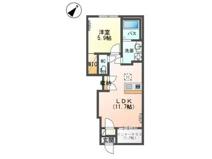 土浦市中村南アパート(1LDK/1階)の間取り写真