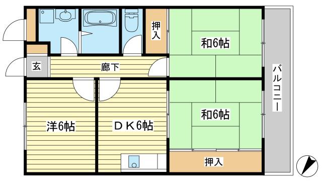 プラチナコート青山(3DK/4階)の間取り写真