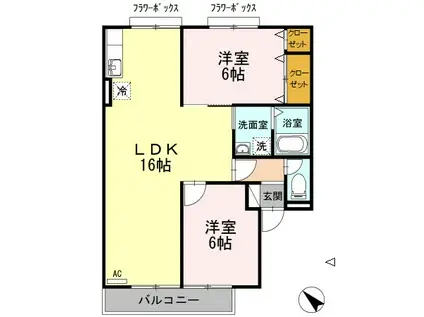 アネックスB(2LDK/1階)の間取り写真