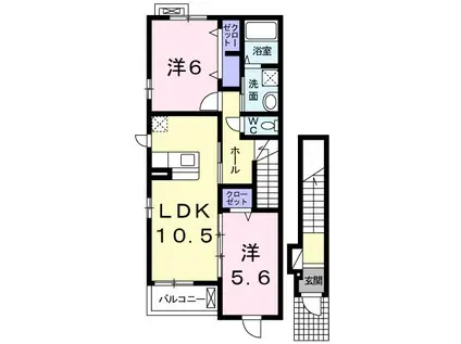 エスポワール(2LDK/2階)の間取り写真