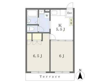 コンフォート敷島 A棟(2DK/1階)の間取り写真
