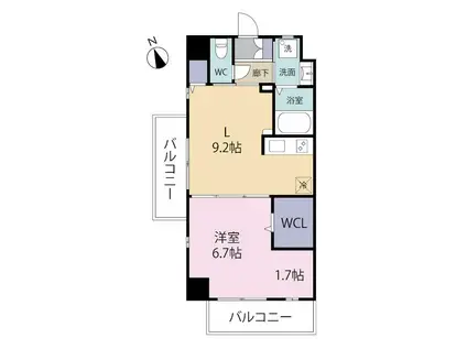 CENTER MARK IBORI(1LDK/2階)の間取り写真