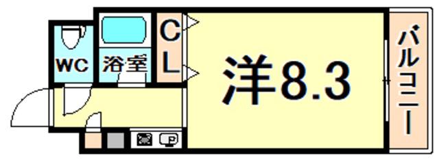 レジェンダリー甲子園(1K/4階)の間取り写真