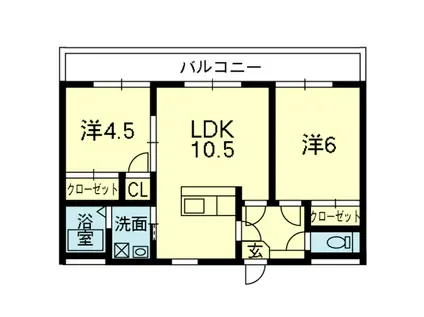 ハイム江越(2LDK/1階)の間取り写真