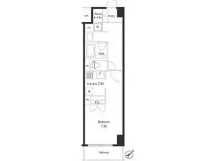 プライマル小石川(ワンルーム/2階)の間取り写真