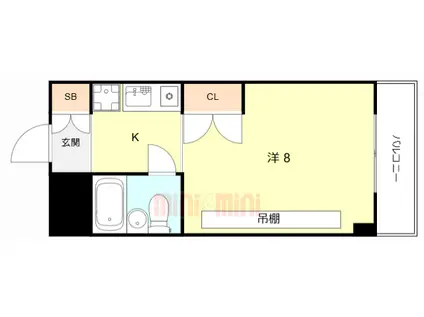 サンロイヤル(1K/4階)の間取り写真