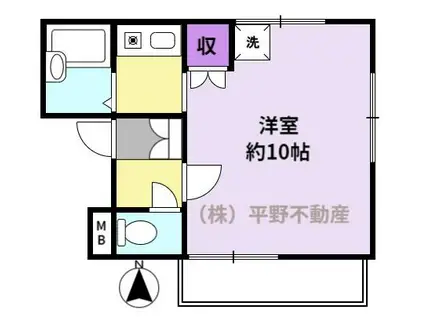 緒方ビル(ワンルーム/2階)の間取り写真