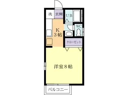 レイクヒル・オノA(1K/1階)の間取り写真