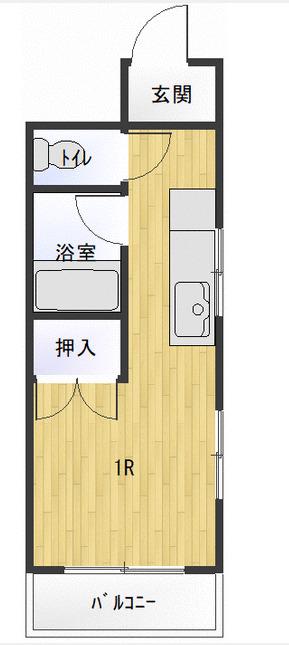 オカモトハイツ(ワンルーム/2階)の間取り写真