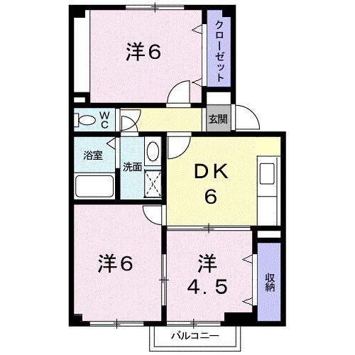 ヴィル・ブランシェ(3DK/1階)の間取り写真