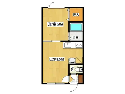 ポラリス(1DK/1階)の間取り写真