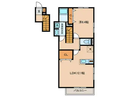 カーサ フェリーチェ(1LDK/2階)の間取り写真