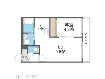 ル シェル琴似(1LDK/4階)の間取り写真