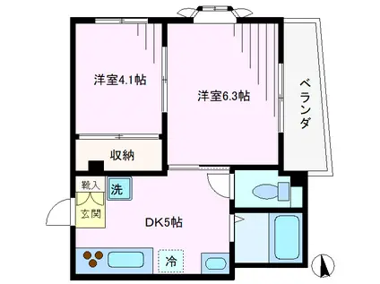 ジュピター戸越(2DK/2階)の間取り写真