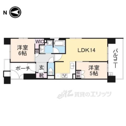 四条烏丸クロスマーク(2LDK/3階)の間取り写真