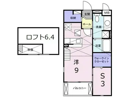 マーベラスK(ワンルーム/2階)の間取り写真
