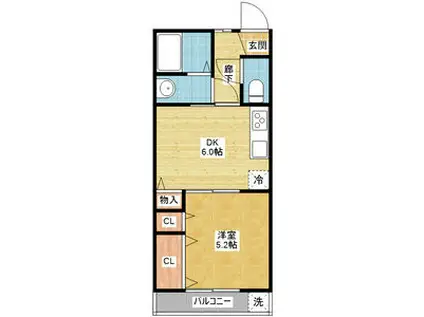 グランドマンション向陽(1DK/4階)の間取り写真