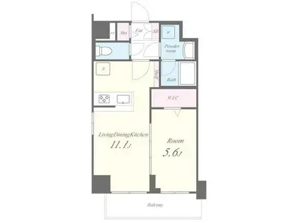 イート アパートメント ヴェリタス(1LDK/6階)の間取り写真