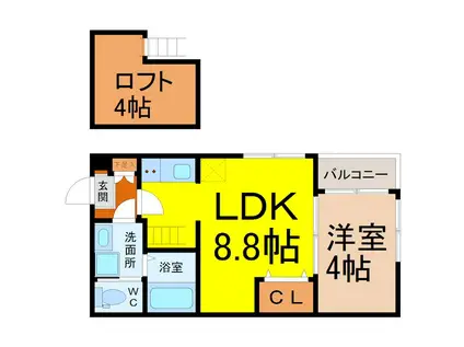 ロイヤルテラス東海通(1SLDK/3階)の間取り写真