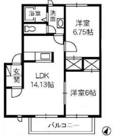 ジョイラックスA棟(2LDK/2階)の間取り写真