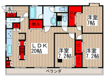 新井ビル(3LDK/2階)の間取り写真