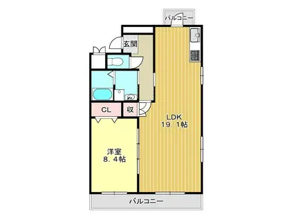 ROYAL GARDEN学園通III(1LDK/1階)の間取り写真