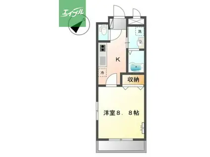 アルカンシエルII(1K/2階)の間取り写真