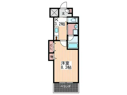 BOND BLD.III(1K/8階)の間取り写真