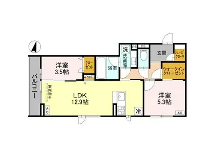 エテルネル近江 302(2LDK/3階)の間取り写真
