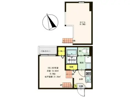 ハーモニーテラス淀下津町(1K/1階)の間取り写真