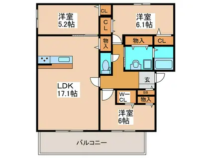 ハイムメゾン藤ヶ丘(3LDK/2階)の間取り写真
