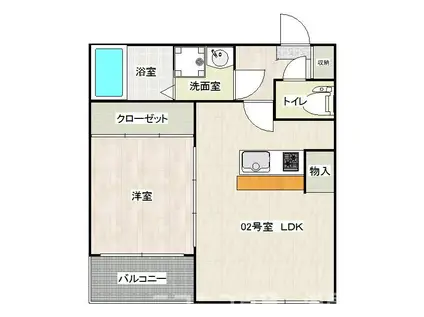 ALCASA竹ノ塚(1LDK/2階)の間取り写真