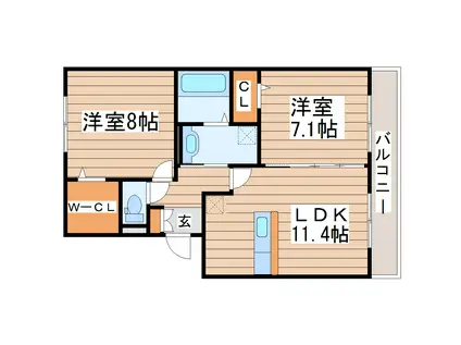 レガーロA(2LDK/2階)の間取り写真