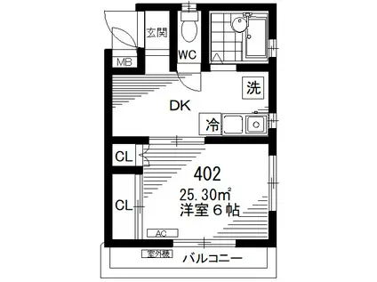 リブラ一之江(1SLK/4階)の間取り写真