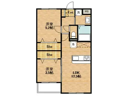 アース・フレンドリー福重(2LDK/4階)の間取り写真