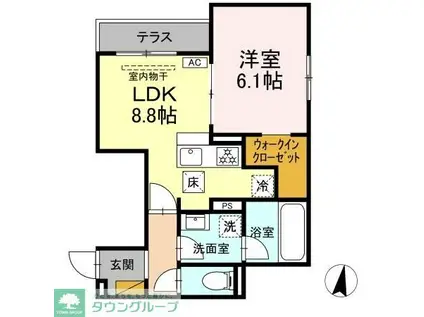 グレイスフルコート雅(1LDK/1階)の間取り写真