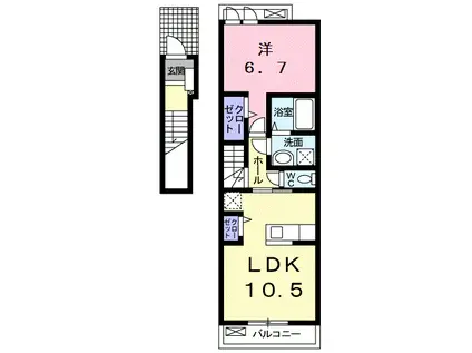 プラシード(1LDK/2階)の間取り写真