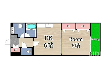 マスターピース(1DK/3階)の間取り写真