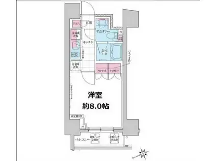 ステラメゾン三軒茶屋(1K/15階)の間取り写真