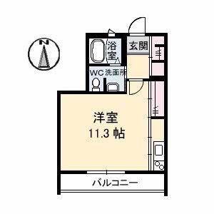 ウィスティリアB棟(ワンルーム/2階)の間取り写真