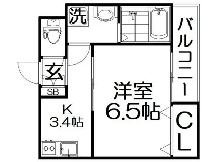 ウィルコート氷野(1K/2階)の間取り写真