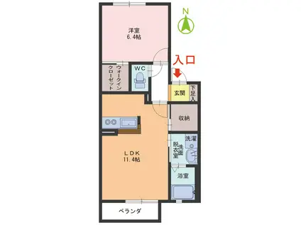 メゾンフェリーチェ(1LDK/2階)の間取り写真