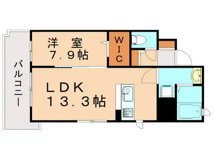 レブリアント福岡東(1LDK/4階)の間取り写真