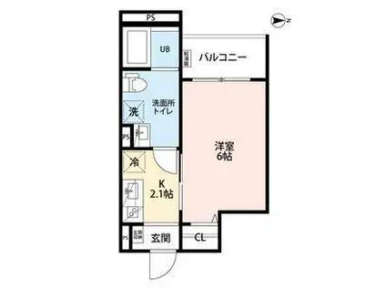 CRASTINE小路東Bクラスティーネショウ(1K/2階)の間取り写真