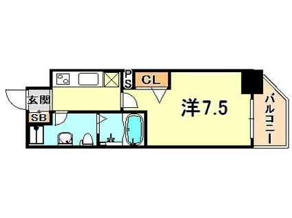 アドバンス神戸プラージュ(1K/7階)の間取り写真