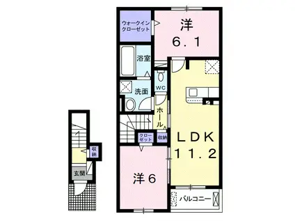 スエロ・レシデンシア(2LDK/2階)の間取り写真