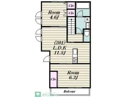 リヴィエール(2LDK/2階)の間取り写真