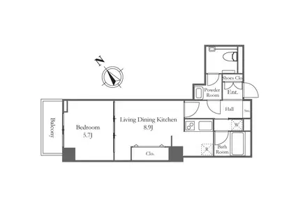 リバーシティ21新川(1LDK/29階)の間取り写真