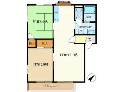 メゾンヨシコーB(2LDK/2階)の間取り写真